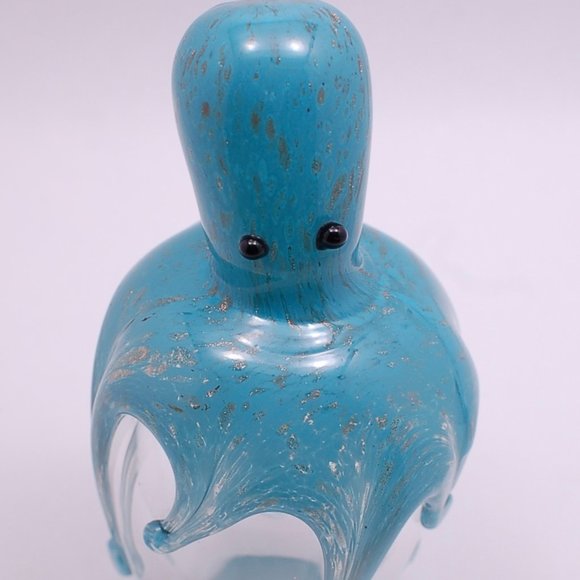 Octopus Blue Paperweight Art Glass